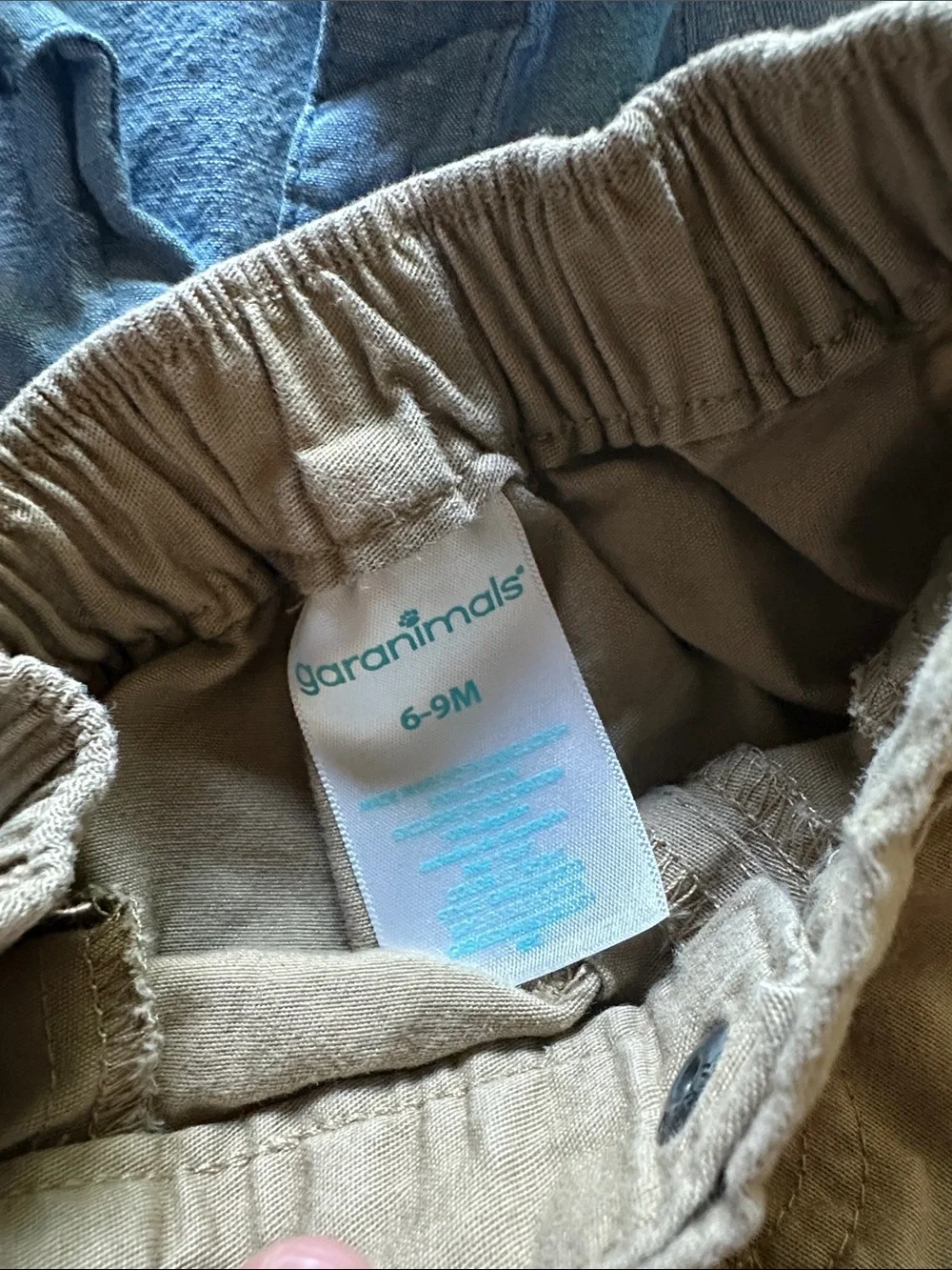 Unbranded Blue Chambray Baby Button-Up with Tan Jogger Pants